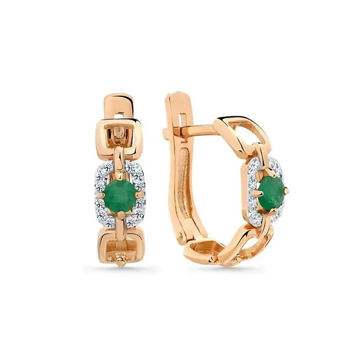 Серьги с английским замком из красного золота вид 1