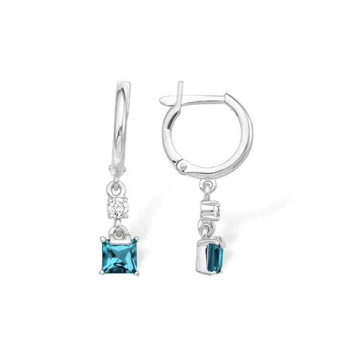 Серьги подвесные из серебра вид 1