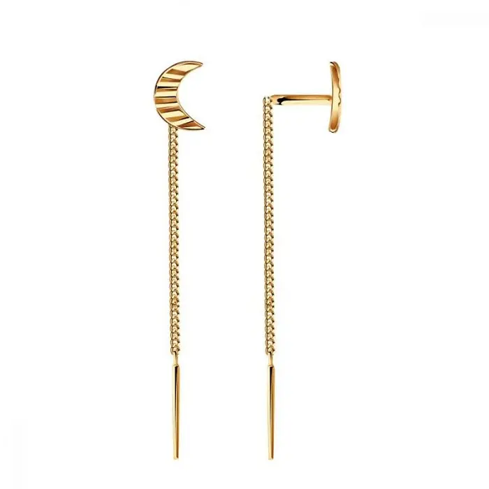 Серьги цепочки из красного золота