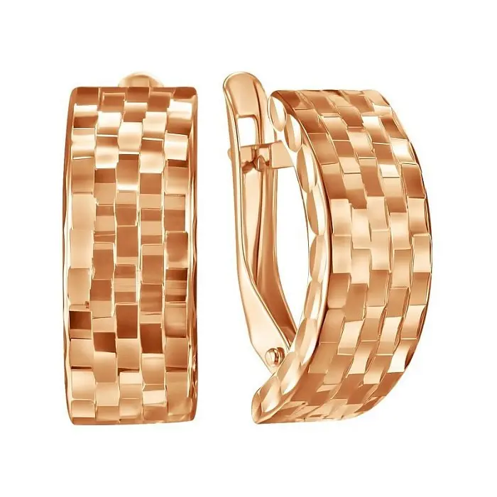 Серьги с английским замком из красного золота