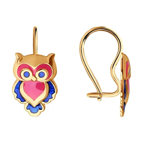 Серьги детские из красного золота