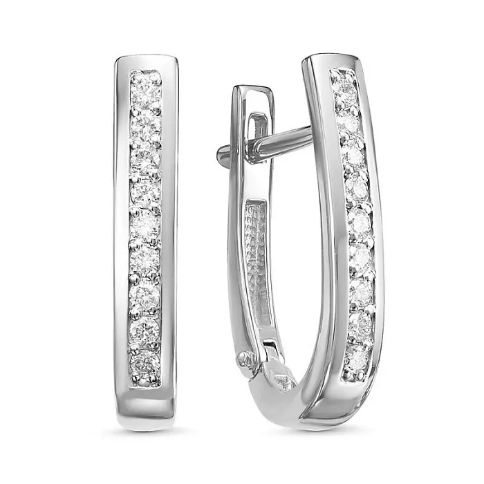 Серьги с английским замком из белого золота вид 1