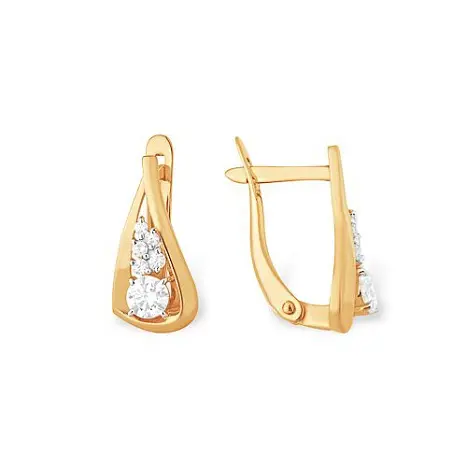 Серьги с английским замком из красного золота