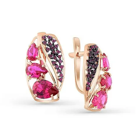 Серьги с английским замком из красного золота