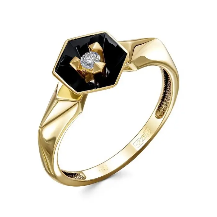 Кольцо декоративное из желтого золота вид 1