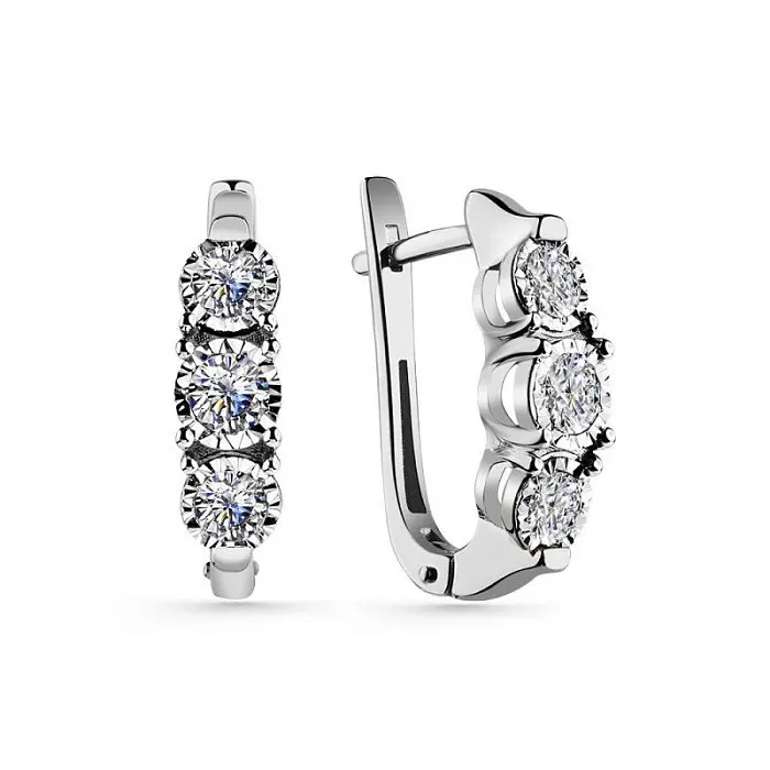 Серьги с английским замком из белого золота