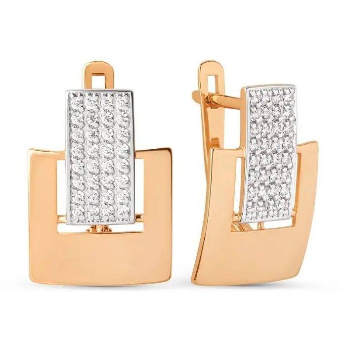 Серьги с английским замком из красного золота