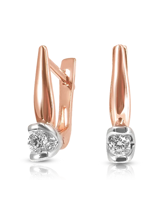 Серьги с английским замком из комбинированного золота