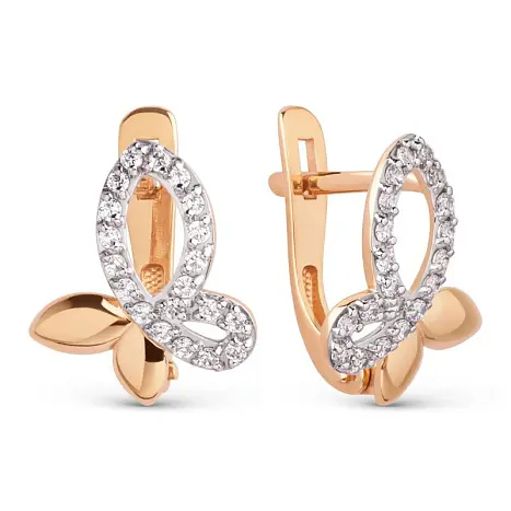 Серьги детские из красного золота