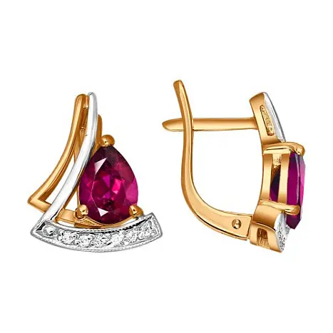 Серьги с английским замком из комбинированного золота