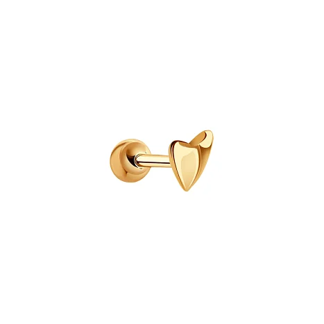Серьги одиночные из красного золота