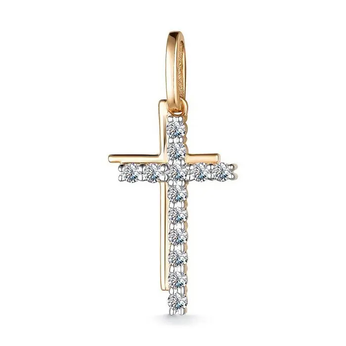 Подвеска декоративный крест из красного золота