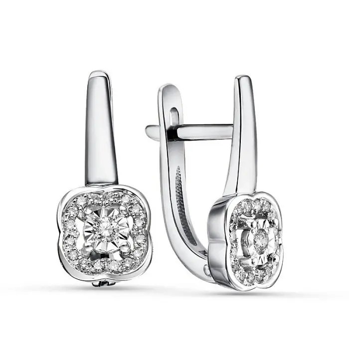 Серьги с английским замком из белого золота