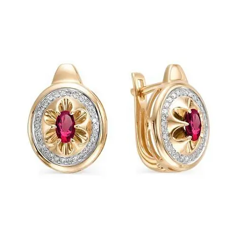 Серьги с английским замком из красного золота
