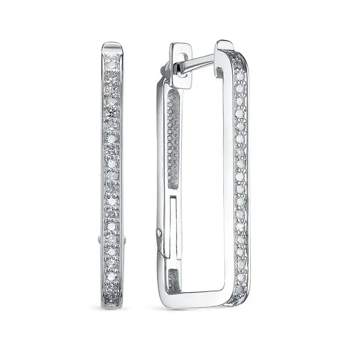 Серьги с английским замком из белого золота