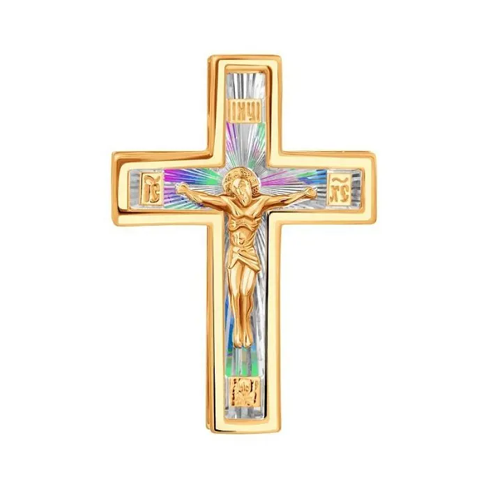 Подвеска крест из красного золота