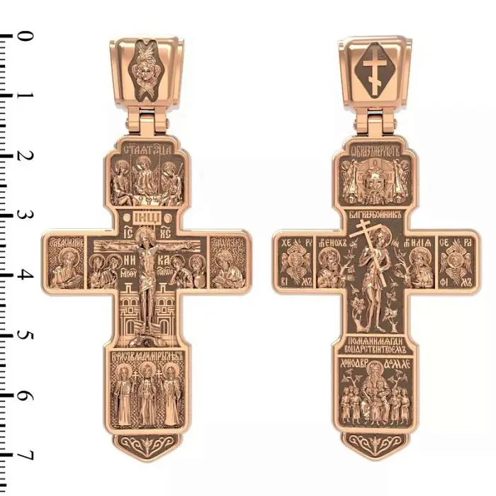 Подвеска крест из красного золота