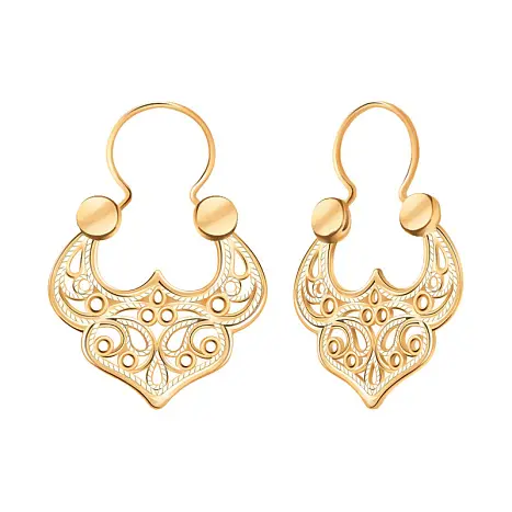 Серьги петельки из красного золота