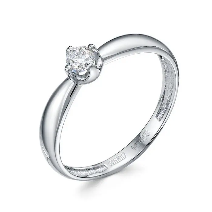 Кольцо помолвочное из белого золота