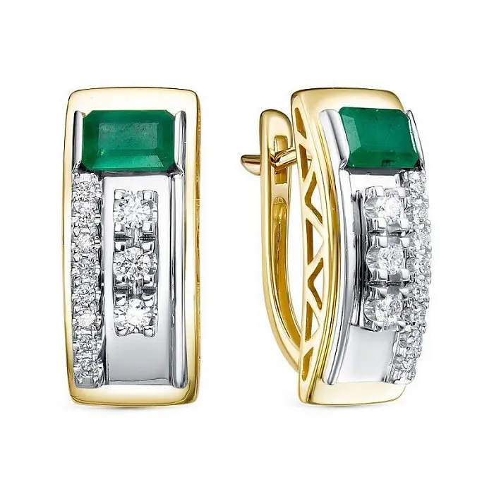 Серьги с английским замком из желтого золота