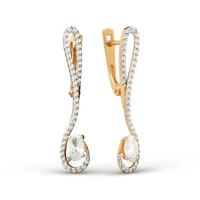 Серьги с английским замком из красного золота