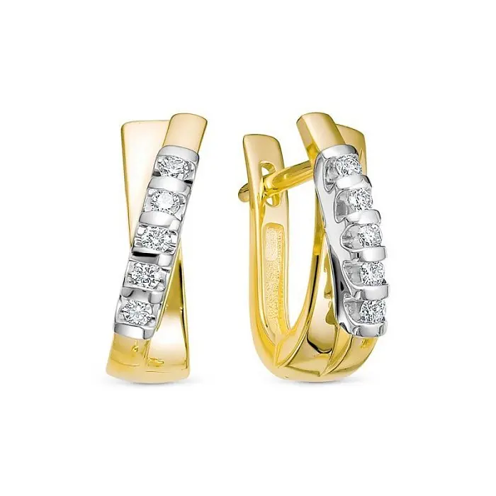 Серьги с английским замком из комбинированного золота