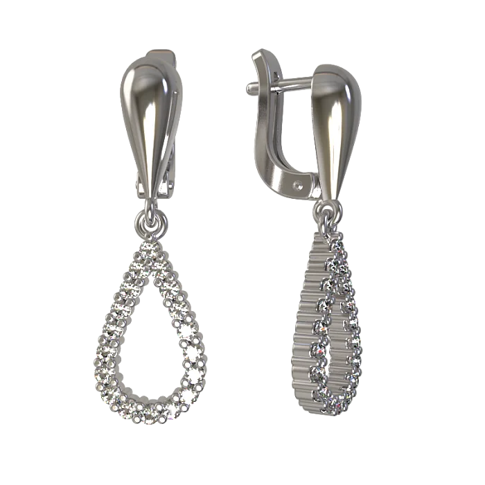 Серьги подвесные из серебра