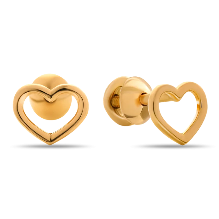 Серьги пуссеты из красного золота вид 1