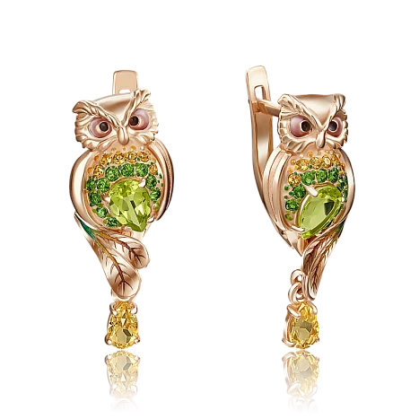 Серьги подвесные из красного золота