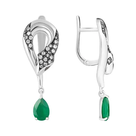 Серьги подвесные из серебра