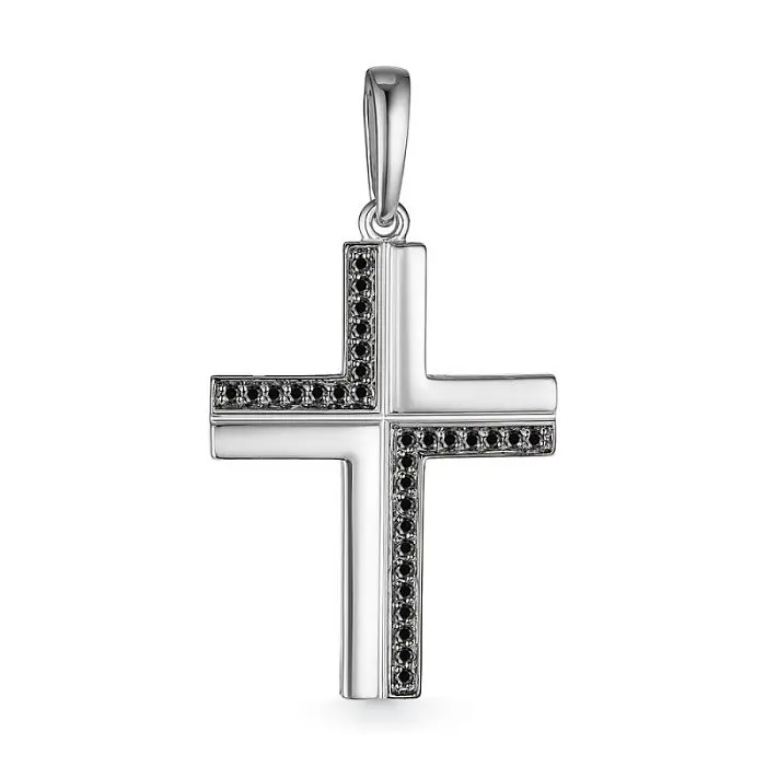 Подвеска декоративный крест из белого золота