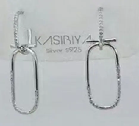 Серьги подвесные из серебра с фианитами