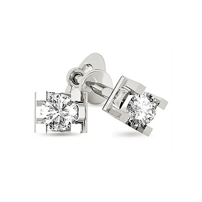 Серьги пуссеты из белого золота