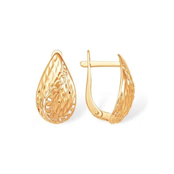 Серьги с английским замком из красного золота