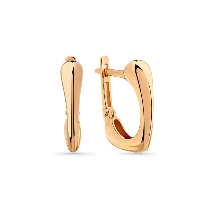 Серьги с английским замком из красного золота