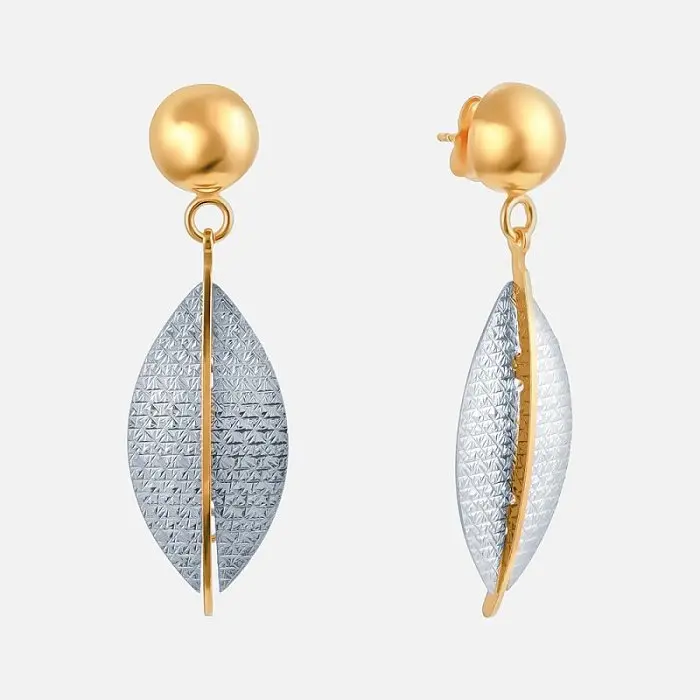 Серьги подвесные из позолоты