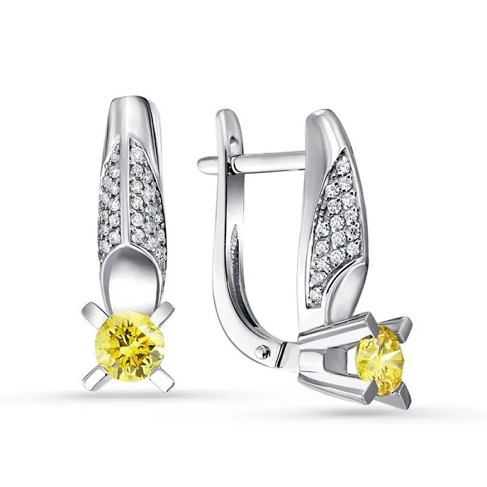 Серьги с английским замком из белого золота