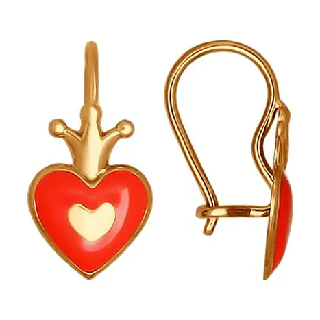 Серьги детские из красного золота