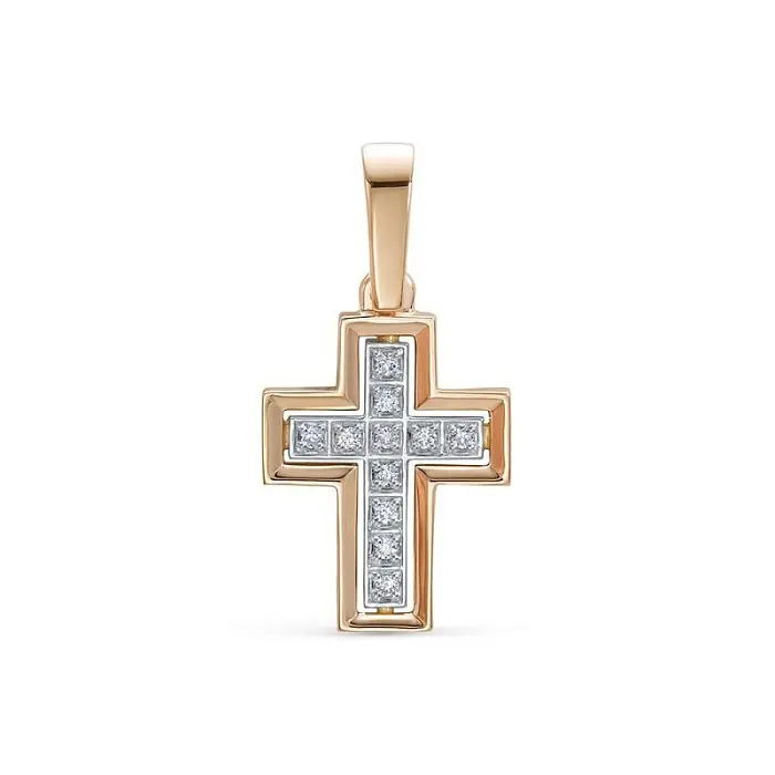 Подвеска декоративный крест из белого золота