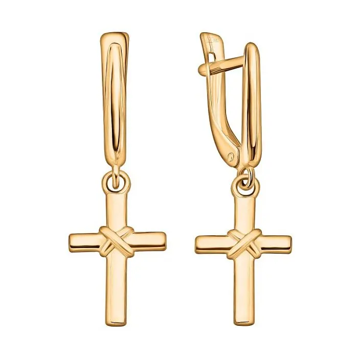 Серьги подвесные из красного золота