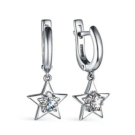 Серьги подвесные из серебра
