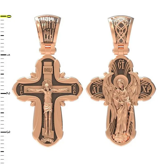 Подвеска крест из комбинированного золота