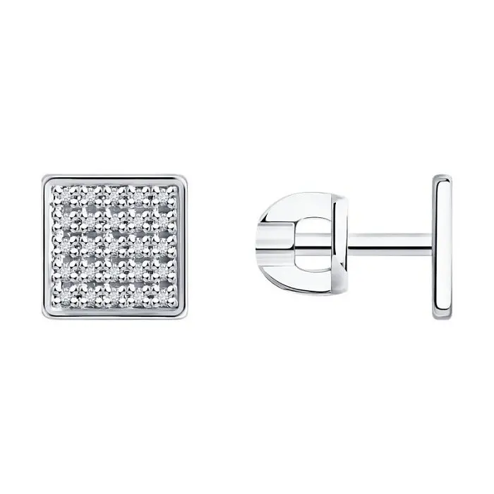 Серьги пуссеты из белого золота