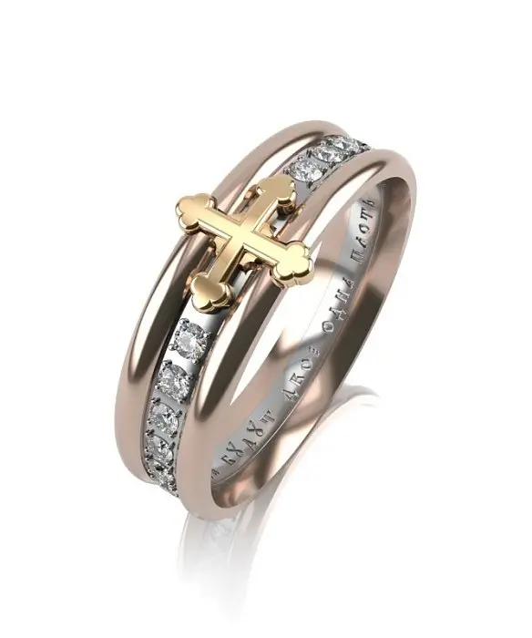 Кольцо обручальное из комбинированного золота