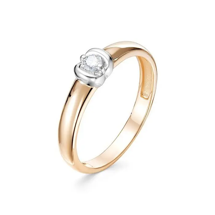 Кольцо помолвочное из комбинированного золота