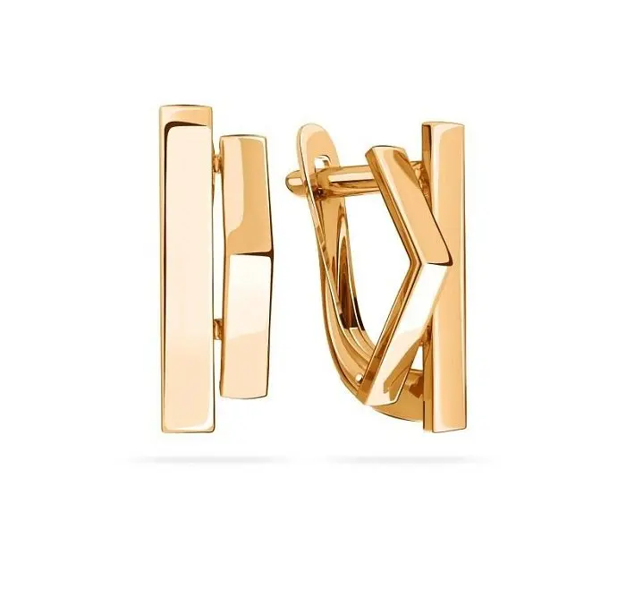 Серьги с английским замком из красного золота