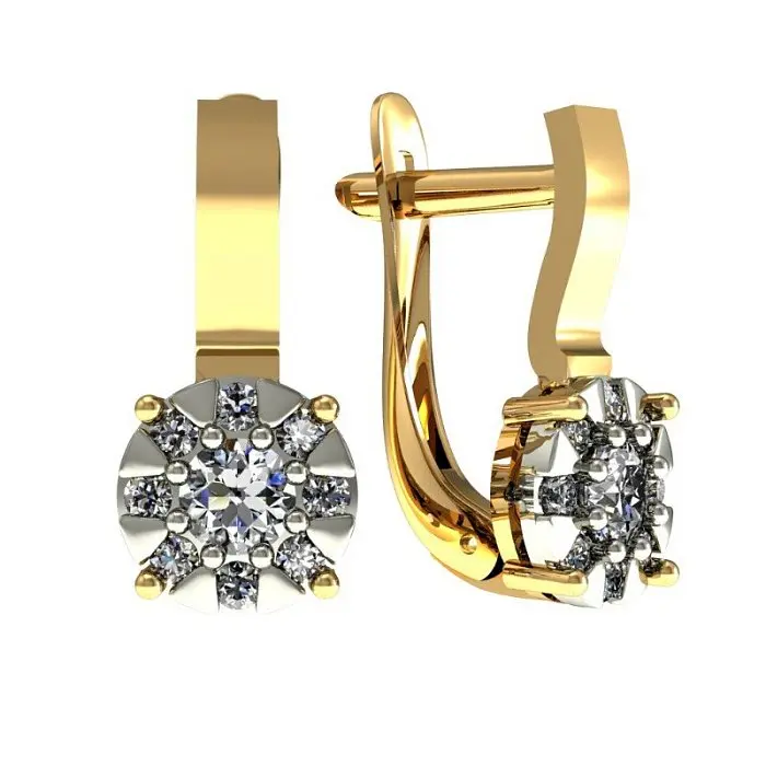 Серьги с английским замком из комбинированного золота