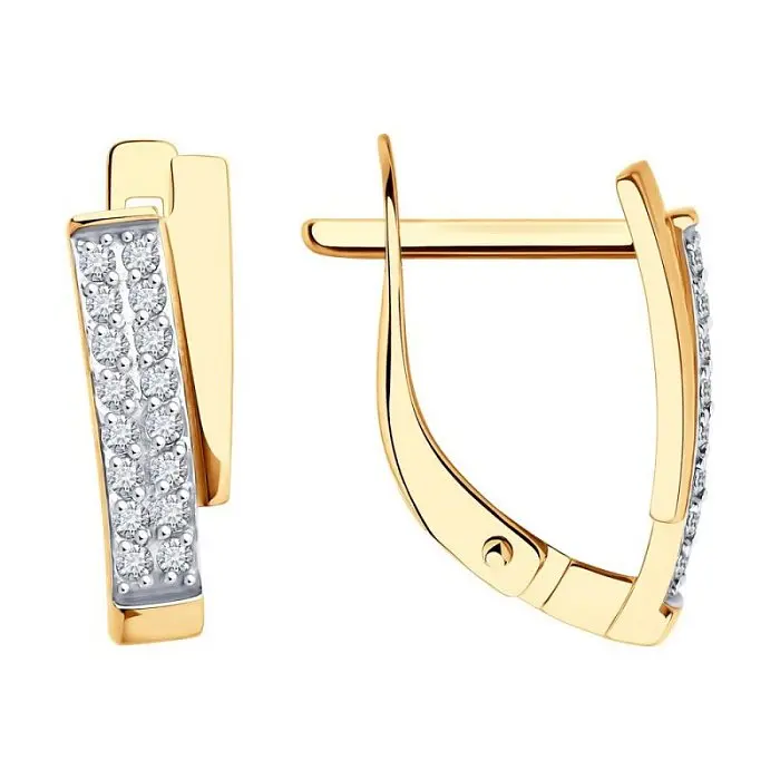 Серьги с английским замком из красного золота