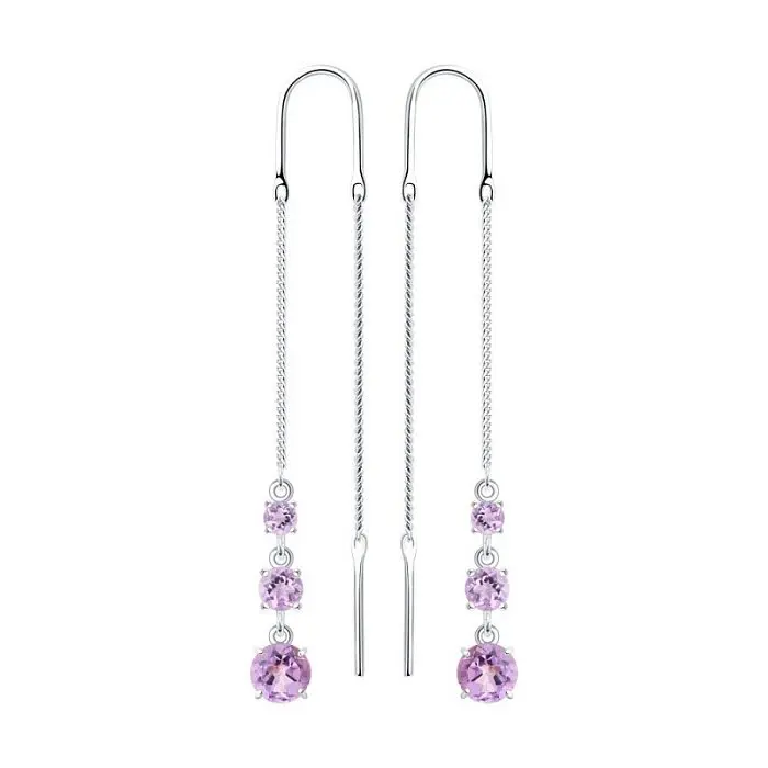 Серьги цепочки из серебра