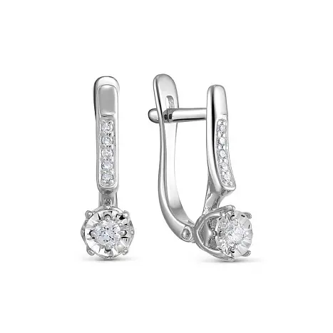 Серьги с английским замком из белого золота
